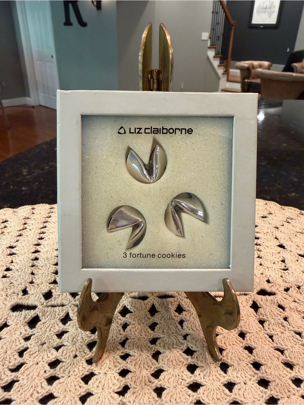 Liz Claiborne Silver Fortune Cookies Set of 3 Trinkets